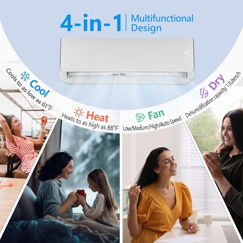 Bonnlo 17000BTU Wifi Enabled Mini Split Air Conditioner & Heater, 17 SEER2 230V Inverter Ductless Wall AC Unit with Pre-Charged Condenser, Heat Pump & Installation Kit - Image 2