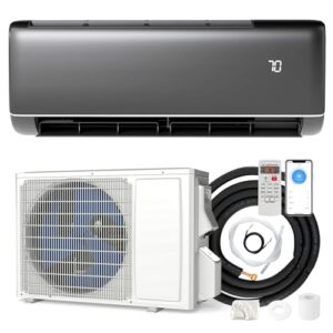 DORTALA 12000 BTU Mini Split Air Conditioner & Heater, 22 SEER2 115V Pre-Charged Inverter Heat Pump System with Remote Control, Installation Kit, Wall Mounted Ductless AC Unit, Dark Grey