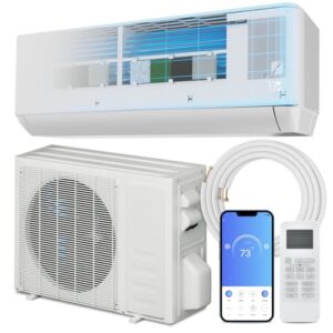 Athena Collection Mini Split Air Conditioner and Heater with 4-in-1 Filters, 12000 BTU, 22 SEER2 AC Unit with WIFI App Control, Energy Efficient & Installation Kit, Signal wire is NoT included