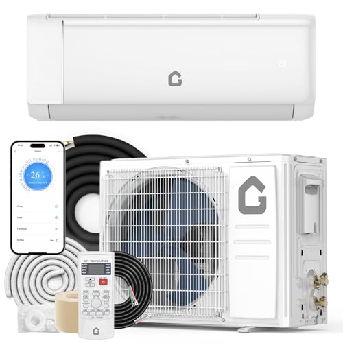Vossfamul 9000 BTU Mini Split Air Conditioner & Heater - Energy Saving 230V SEER2 18.5 Ductless Wall Mount AC Unit with WiFi, Remote Control & Installation Kit - Cools Rooms Up to 450 Sq.Ft