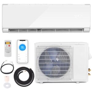 RELAX4LIFE Wifi Enabled Mini Split AC/Heating System, 12000BTU Ductless Air Conditioner & Heater w/Heat Pump, Remote, Cools up to 750 Sq.Ft, Installation Kit, 22 SEER2 208-230V Inverter Split AC Unit