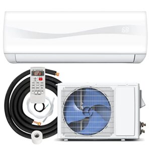 PETSITE 9000 BTU Mini Split Air Conditioner Pre-Charged Inverter Heat Pump System, 17 SEER2 208V-230V Wall Mounted Ductless AC Unit Energy Saving with Installation Kit, White