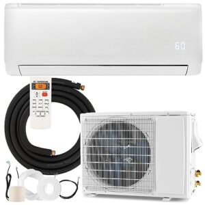RELAX4LIFE Mini Split Ac/Heating System, 12000 BTU Ductless Mini Split Air Conditioner w/Heat Pump, Remote Control, Cools Up to 750 Sq.Ft, Installation Kit, 21 SEER2 208-230V Inverter Split AC Unit
