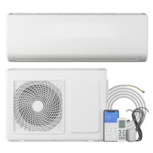 Muhub Split System Air Conditioner, 12000BTU Mini Split Air Conditioner with Inverter, 115V Energy Saving AC/Heating System, 19SEER Air Conditioner with WIFI, Remote Control & Installation Kit (White)