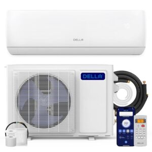 DELLA Motto Series 12000 BTU Wifi Enabled Mini Split 20 SEER2 Cools Up to 550 Sq.Ft, 110-120V, Works with Alexa, Air Conditioner & Heater with 1 Ton Pre-Charged Heat Pump