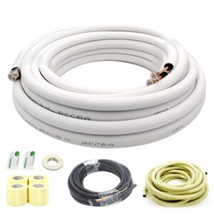 TADERUILY 33 Ft Mini Split Line Set,Air Conditioning Copper Tubing Pipe Extension,1/4" & 1/2" 3/8" PE Thickened for AC and Heating Equipment Insulated with Nuts. (1/4+1/2)