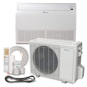 Senville 24000 BTU Floor Console Mini Split AC/Heating System, Floor/Ceiling Mounted, 16 Ft. Install Kit, 208/230V, White