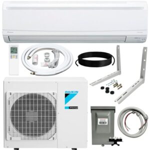 Daikin 15,000 Btu 20 SEER2 LV Series Ductless Mini-Split Wall Mount Heat Pump Air Conditioner with 15' Installation Kit, Wall Bracket, 1/2 Electric Whip, 30A Fuse -230V