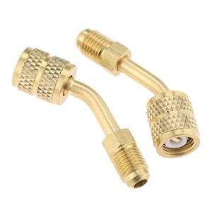 gohantee R410a Adapter 5/16 Female, 1/4 Male SAE Swivel Adapter Fits for Mini Split System Air Conditioners, HVAC and Refrigeration Service with 45° Angle Thimble Pack of 2