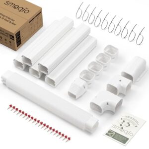 SMOQIO Mini Split Line Set Cover 3 Inch 10Ft, Easy to Install Lineset Cover Kit for Mini Split with Instruction, DIY Decorative PVC White Kit for Minisplit, Air Conditioner, Central AC and Heat Pump
