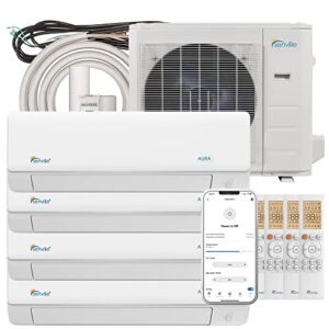 Senville 36000 BTU Quad Zone Mini Split Air Conditioner Heat Pump, 3 Ton, 4 Zone, Works with Alexa, White