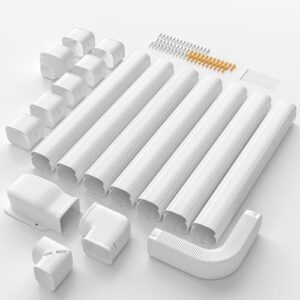 Cestluck Mini-Split AC Line Set Cover: 3" 25.5 Ft Line Hide for Mini Split Central AC HVAC Heating System - Waterproof PVC Outdoor Pipe Cover Split Unit Line Guard Decorative Refrigerant Line Cover