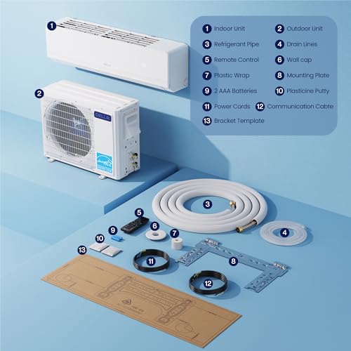 DELLA 12000 BTU Mini Split AC & Heat Pump: Energy Efficient WiFi Smart Cooling System - Image 9