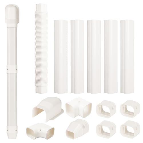 BEWAVE 3" 10 Ft Mini Split Line Set Cover Kit, Decorative PVC Tubing Cover Kit for Mini Split Air Conditioners and Heat Pumps