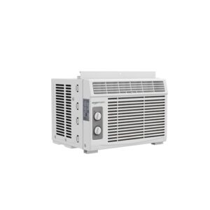 Amazon Basics 5000-BTU Small Window Air Conditioner, Up to 150 Sqf, Window AC Units with Cool and Fan Functions, Washable Filter, Adjustable Window Kit, Intuitive Mechanical Controls, White