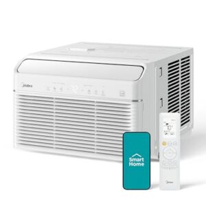 Midea 8,000 BTU Smart Inverter Air Conditioner Window Unit with Heat and Dehumidifier – Cools up to 350 Sq. Ft., Energy Star Rated, Quiet Operation, Electronic Controls, Remote Control, White