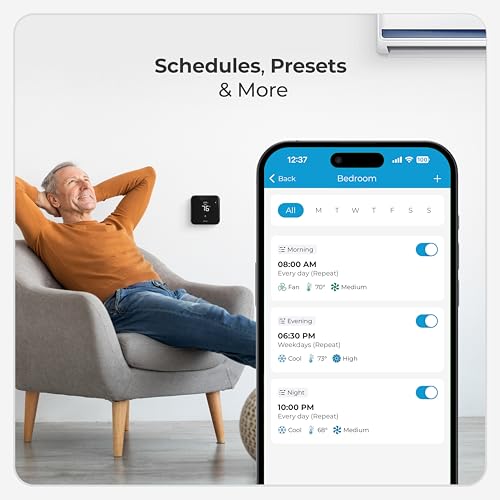 Breez Max | ENERGY STAR CERTIFIED Smart AC Controller | WiFi Thermostat for Mini-Split, Window, Portable ACs/Heat Pumps | AI-Based Tech | Free App, No Subscriptions | Alexa, Google, IFTTT etc. (Black) - Image 6