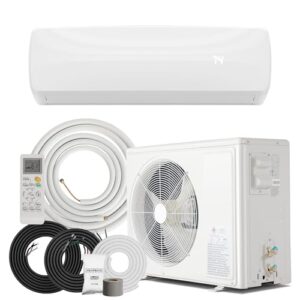 Manastin 18000BTU Mini Split Air Conditioner & Heater with Inverter, 19 SEER2 𝟐𝟑𝟎𝐕 Energy Saving AC Unit Cools Rooms up to 1250 Sq. Ft, Complete Installation Kit, White