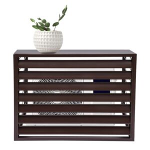 Grey Air Conditioner Fence,Aluminum Alloy AC Privacy Fence Screen Panel,Mini Split Air Conditioner Protective Hide Cover for Outside Units Noise Reduction (Coffee)