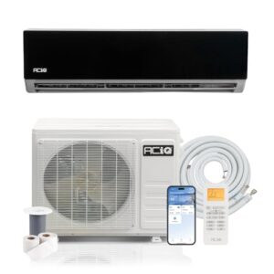 ACiQ 21 SEER2 Essentials 24000 BTU Comfortable Inverter Mini Split AC/Heating System, 2 Ton Black Wall Mount Ductless Heat Pump AC Unit, with 16ft Installation Kit | WiFi Control, 208/230V, R454B