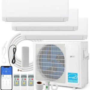 SIMOE 36K BTU Tri 3 Zone (12K 12K 12K) Mini Split AC/Heating System, Heat Lower as -13℉, Compatible with Alexa, 23 SEER2 208-230V, Ductless Wall Mounted Mini Split Conditioner Pre-Charged Heat