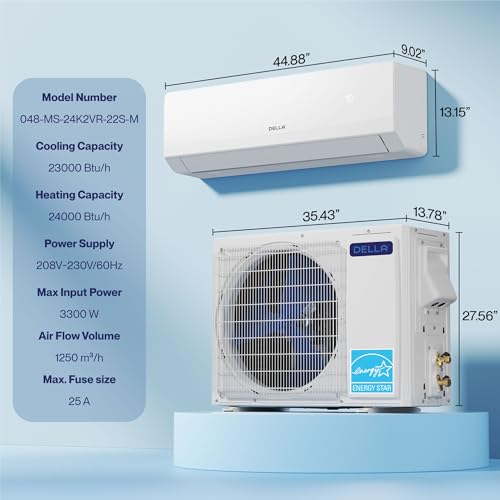 DELLA Serena Smart WiFi Mini Split AC/Heat Pump 24000 BTU 22 SEER2 Energy Star - Image 9