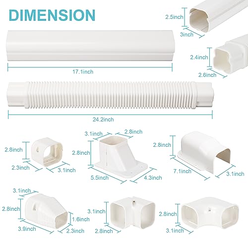 PVC Mini Split Line Set Cover 3" x 13.5 Ft - Sleek AC Ductless Install Kit - Image 2