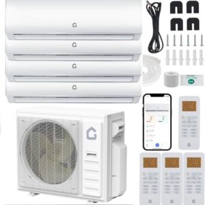 GarveeHome 35000 BTU 4 Zone Mini Split AC/Heating System, Wifi Enabled 19 SEER2 208-230V 3 Zone 9000 + 9000 +12000+ 12000 BTU Ductless Split Unit AC w/Pre-Charged Condenser, Heat Pump