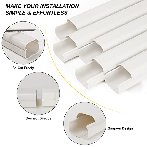 BEWAVE Mini Split Line Set Cover - 10 Ft PVC Tubing Kit for AC/Heat Pump - Image 4
