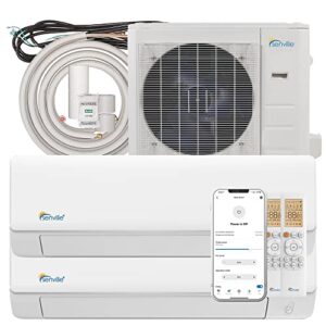 Senville 18000 BTU Dual Zone Mini Split Air Conditioner Heat Pump, 1.5 Ton, 2 Zone, Works with Alexa, White