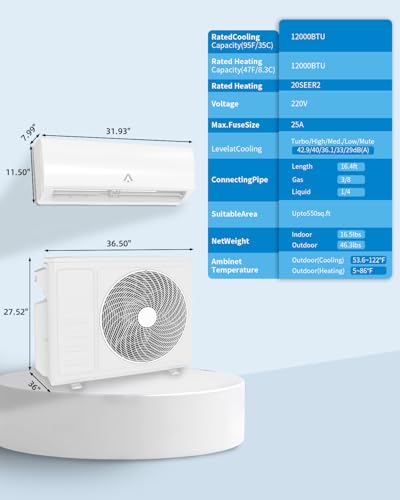 24000 BTU Dual Zone Mini Split Air Conditioner, 20 SEER2 12000+12000 BTU Wifi Enabled Multi Zone Ductless,750 Sq.Ft Cooling/Heating,Smart Inverter, Installation Kit, White - Image 6