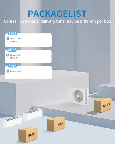 24000 BTU Dual Zone Mini Split Air Conditioner, 20 SEER2 12000+12000 BTU Wifi Enabled Multi Zone Ductless,750 Sq.Ft Cooling/Heating,Smart Inverter, Installation Kit, White - Image 8