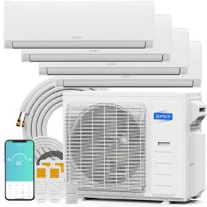 ROVSUN 35000 BTU Quad Zone WIFI Mini Split AC/Heating System, 19 SEER2 4 Zone 9000+9000+9000+12000 BTU Ductless Split Air Conditioner with Pre-Charged Condenser, Heat Pump & 25Ft Line Set, 208-230V