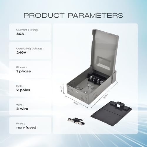 60 Amp Outdoor AC Disconnect Box 120/240V Pull-Out Waterproof UL - Image 2