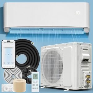 DWVO 22 SEER2 12000 BTU Mini Split Air Conditioner Heat Pump System, 115V Inverter Ductless AC Cool Up to 750 Sq. Ft with Installation Kit, WiFi Enabled, Pre-Charged Condenser, 1 Ton