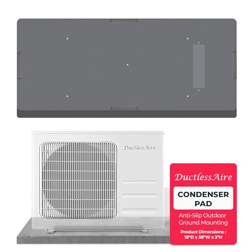 DuctlessAire Equipment Pad - Ductless Mini Split AC Unit Condenser Pads - Mini Split Air Conditioner, Heat Pump, HVAC, Generator Pad - Portable Outdoor Ground Mounting Base - 18"D x 38"W x 3"H (Grey) - Image 2