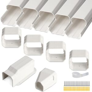 SUREPHON 3" 7.5Ft Mini Split Line Set Cover,Plastic Line Kit for Outside Units, Mini Split Air Conditioner, Central AC and Heat Pump