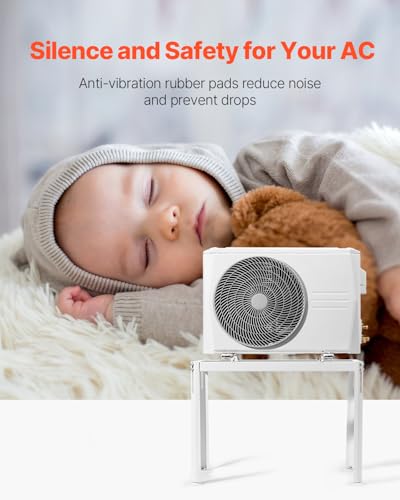 VEVOR Mini Split Ground Stand, Adjustable Anti-Vibration Mini Split Stand for 9000-18000 BTU Ductless Air Conditioner Heat Pump, Heavy Duty AC Base Bracket Floor Mount w/ 441LBS Max. Load Capacity - Image 5