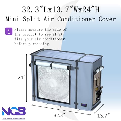 NGB Mini Split Cover for Air Conditioner Outdoor Units with 600D Waterproof Material, UV, Dust, Wind and Snow Resistant, Maximum Size 32.3Lx13.7Wx24H in, Can be Used While Running, Grey. - Image 2