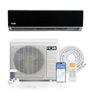 ACiQ 19 SEER2 Essentials 36000 BTU Comfortable Inverter Mini Split AC/Heating System, 3 Ton Black Wall Mount Ductless Heat Pump AC Unit, with 16ft Installation Kit | WiFi Control, 208/230V, R454B