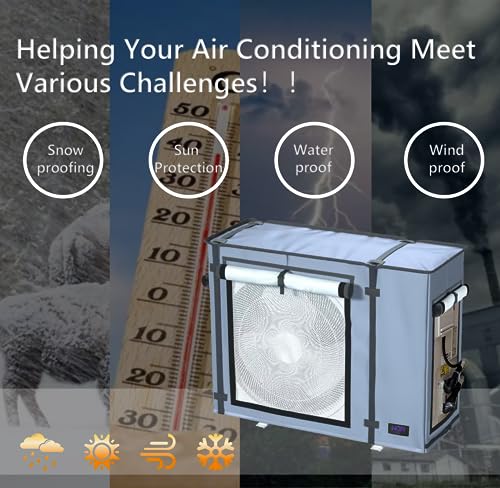NGB Mini Split Cover for Air Conditioner Outdoor Units with 600D Waterproof Material, UV, Dust, Wind and Snow Resistant, Maximum Size 32.3Lx13.7Wx24H in, Can be Used While Running, Grey. - Image 6