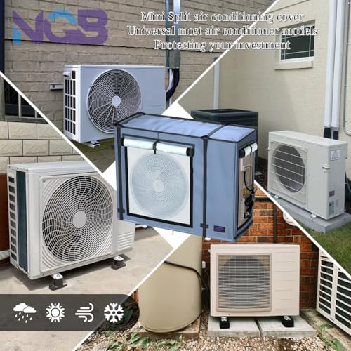 NGB Mini Split Cover for Air Conditioner Outdoor Units with 600D Waterproof Material, UV, Dust, Wind and Snow Resistant, Maximum Size 32.3Lx13.7Wx24H in, Can be Used While Running, Grey. - Image 3