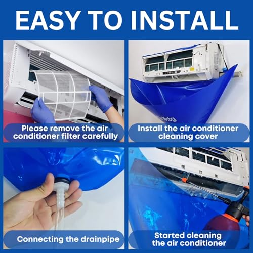 Oiktylr 18pcs Mini Split Cleaning Kit Bag, Waterproof AC Cleaning Cover with Storage Bag, PVC Air Conditioner Cleaning Bib with 2L Pressure Sprayer, HVAC Minisplit Cleaning Kit (Large) - Image 5