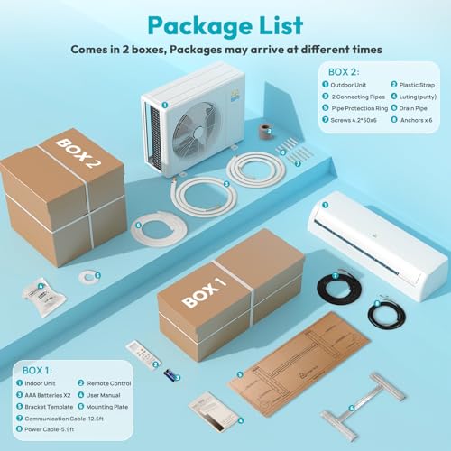 Rellytech 12000 Mini Split AC/Heating System - 19 SEER2 Mini Split AC Unit Inverter Heating and Cooling, 115v Energy Efficient Ductless Air Conditioner Up to 750sq.ft, 24H Timer, Installation Kit - Image 9