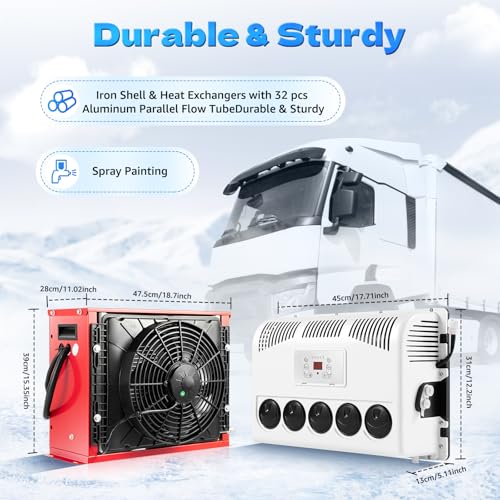 JAYGOVAN 12V AC Unit RV Air Conditioner Mini Split 11000BTU Electric AC Unit 12V Truck Cab Air Conditioner Split for Semi Motorhome Trucks Bus Trailers Camper Van, Fast Cooling Low Noise - Image 7