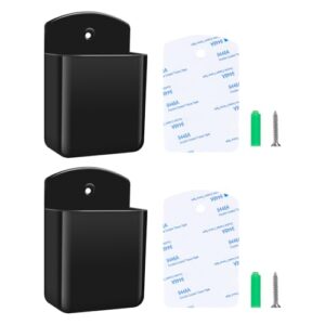 2 PCS Remote Control Holders Wall Mount, Self Adhesive TV Air Conditioner Remote Control Holder, Wall Mount Storage Box Organizer Wall Pen Holder Storage for Home Office School(Black)
