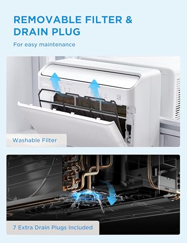 Midea 8,000 BTU U Shaped Smart Inverter Window Air Conditioner - Cools 350 Sq Ft, Ultra Quiet with Open Window Flexibility - Alexa/Google Assistant Compatible - 35% Energy Savings, Remote (Updated) - Image 8