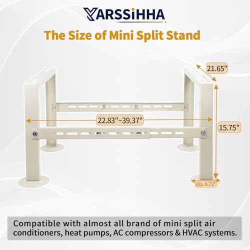 Yarssihha Mini Split Stand for 9000-60000 BTU Air Conditioner Condenser, Outdoor Adjustable Heat Pump Stand, Heavy Duty Ground Stand - Image 2