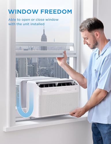 Midea 8,000 BTU U Shaped Smart Inverter Window Air Conditioner - Cools 350 Sq Ft, Ultra Quiet with Open Window Flexibility - Alexa/Google Assistant Compatible - 35% Energy Savings, Remote (Updated) - Image 2
