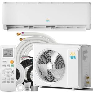Rellytech 9000 BTU Mini Split Ac/Heating System - 19 SEER2 Split Air Conditioner Heating and Cooling, 115V Energy Efficient Ductless Split Ac Unit Cools Up to 450Sq.Ft, 24H Timer, Installation Kit
